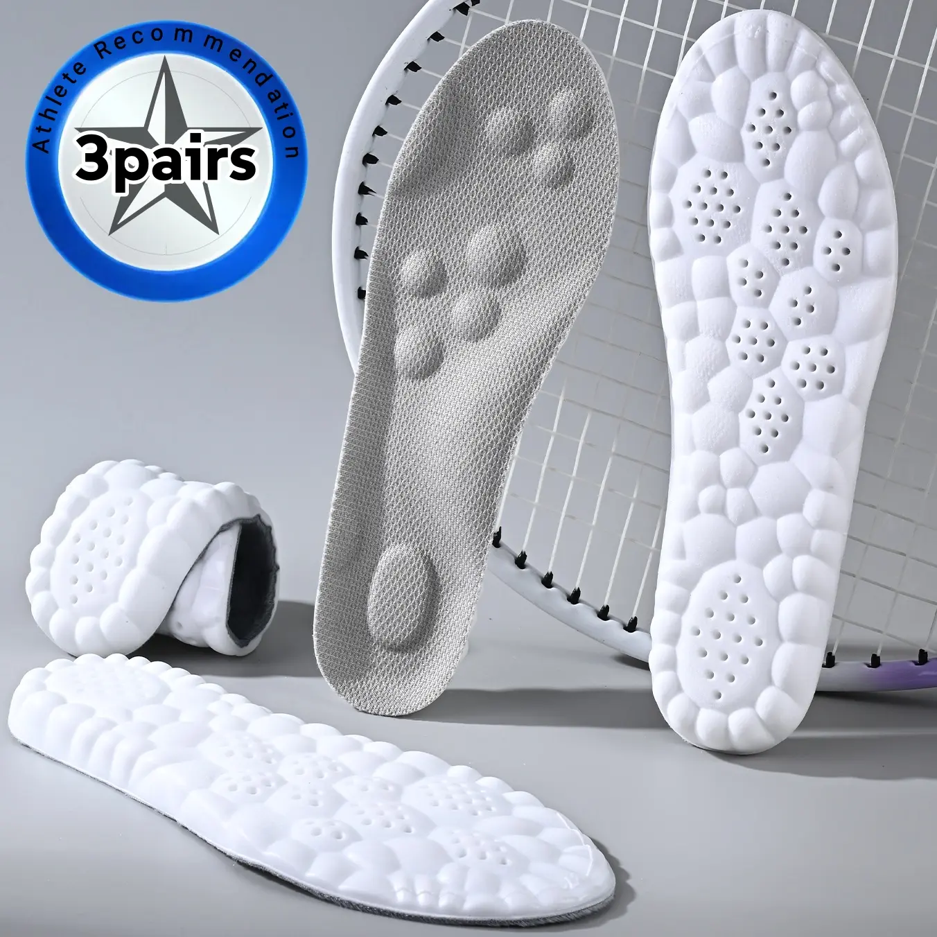 Unisex 4D Cloud Cushioned Insoles, Soft Memory Foam Shoe Inserts with Arch Support, Lightweight & Shock-Absorbing for All-Day Anti-Fatigue Comfort