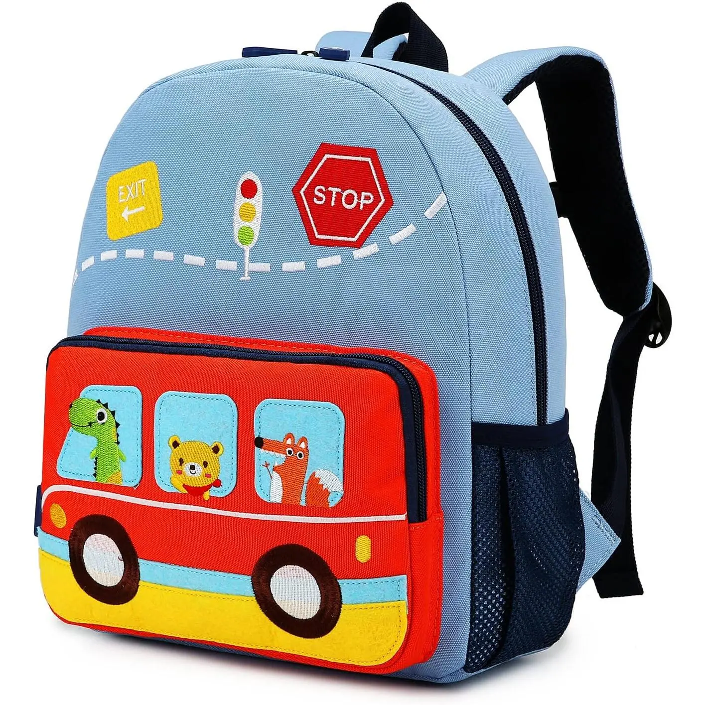 Z-CPA21  Car Dinosaur Kids Toddler Backpack for Boys and Girls Children Waterproof Preschool Bag(Blue Music Party)