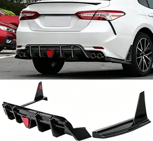 Glossy Black Rear Bumper Diffuser Spoiler Kit with Brake Light, Auto Replacement Part for Toyota Camry Sedan Hybrid SE/SE/XSE 2018-2024 & Camry SE Nightshade Sedan 2020-2024 Rear Bumper Diffuser