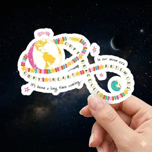 Copy Heart Copy Bracelet Sticker, Copy Moon Joy Quote Stickers, Gift For Women, Lunar Minimal Space Design, Night Sky Fashion