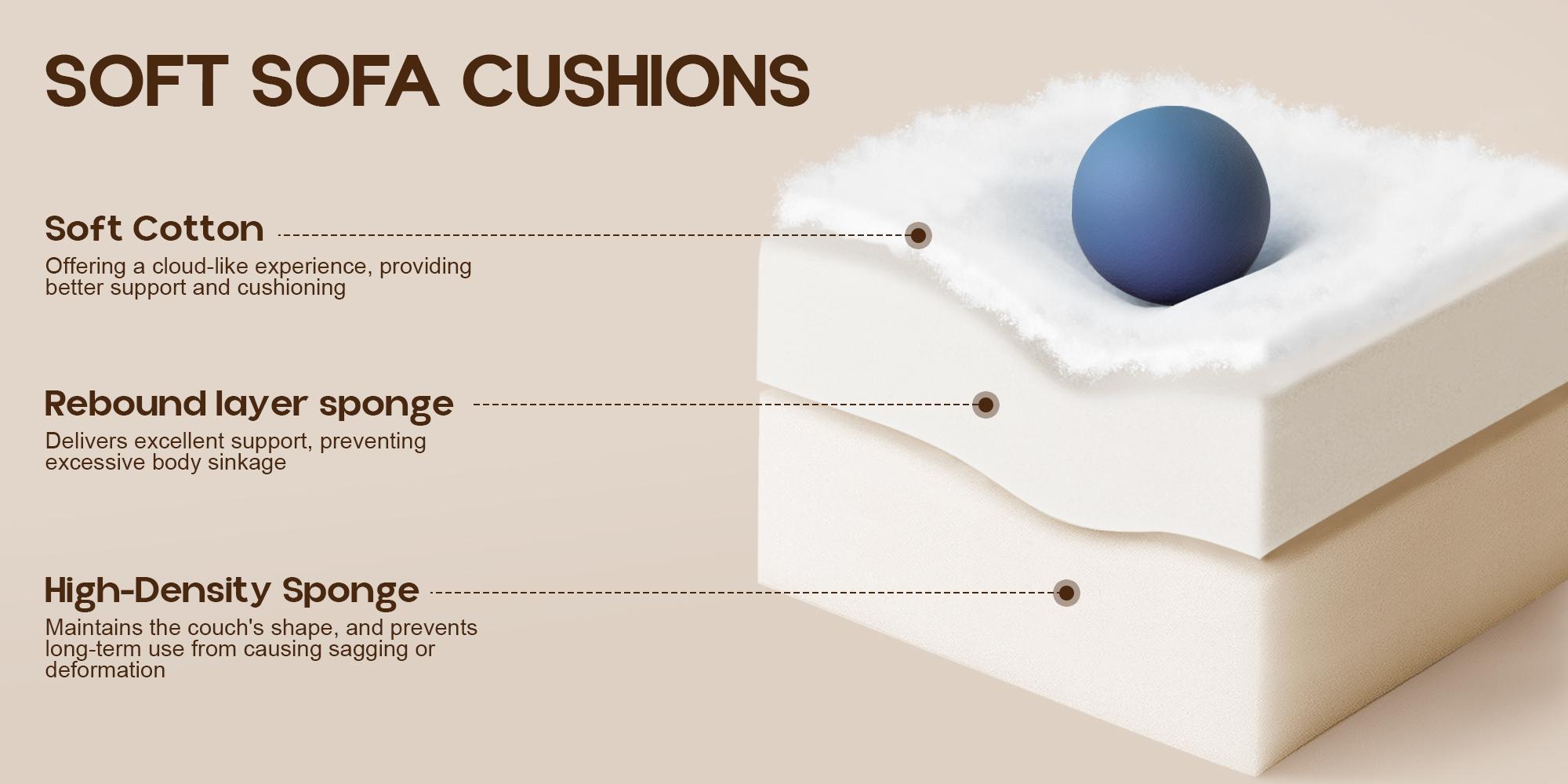 108" Boneless Couch Cloud Modular Sectional Sofa, Morden Couch With Removable Ottomans & Chaise, Plush Corduroy&Deep Seat Premium High-Density Foam Couches,  No Assembly Needed for Living Room