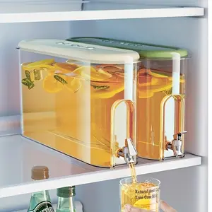 Large Capacity Drink Dispenser with Faucet, 1 Count Clear Beverage Dispenser, Juice Dispenser, Iced Tea Pitcher, Drinking Utensils for Home Kitchen Party, Jugs