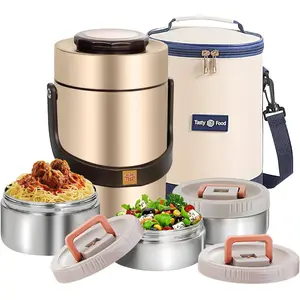 67oz Upgraded Thermos for Hot , 3-Layer Stackable  Thermos, Soup Thermos Jar with Insulated Bag, Ideal for Office, Outdoor Meals, and Various Occasions (67 oz )