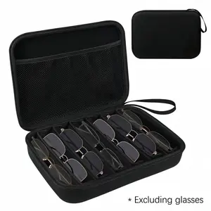 Adjustable 6-Compartment Eyeg Storage Box, Portable Sunglasses Organizer, Travel Sun Glasses Holder, Elegant Design, Compact, Durable Dividers