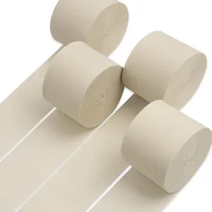 PartyWoo Sand White Crepe Paper Streamers, 4-Piece 328ft Pack, Festive Wedding & Birthday Party Decor Supplies
