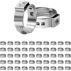 50/100/200 Pack 1/2" PEX Cinch Clamps 3/4" PEX Clamps Stainless Steel Single Ear Hose Clamps for PEX Pipe