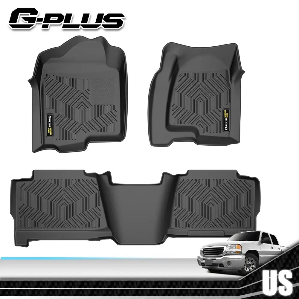 G-PLUS TPE Car Floor Mats for 1999-2006 Chevy Silverado/GMC Sierra Crew Cab, Automotive Vehicle All-Weather Waterproof Anti-Slip Durable Easy-to-Clean Interior Liners (Upgraded Cars Accessories)