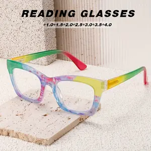 New colorful frame anti-blue light reading glasses, fashionable and advanced plain old glasses, suitable for big face fashion decoration, reading to protect eyes, a variety of to choose from, the best gift choice for the elderly.
