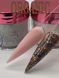 ORGANIC DUO NAIL ACRYLIC POWDER Solid Color & Glitter Mix 1 ounce Jar Superior Adhesion Self-Leveling Formula Flawless Finish for Advanced & Beginner Nail Artists