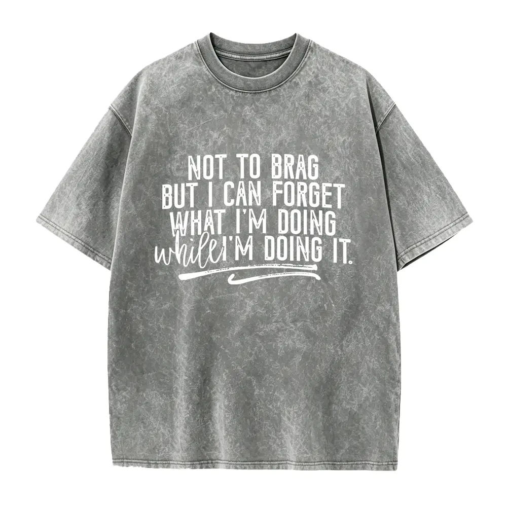 Women's Smooth Soft Cotton T-Shirt - Casual Fitted Short-Sleeve Clothes with "Not To Brag" Funny ADHD Graphic, Seamless Round Neck, All-Seasons Foldable Custom-Made Top