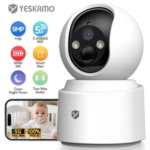 YESKAMO indoor battery camera：Long Standby Rechargeable Surveillance Camera with Motion Alert and Spotl，Color  ight Vision, AI Human Detection, 2-Way Audio,  Cloud/SD Storage Protection security cameras for home