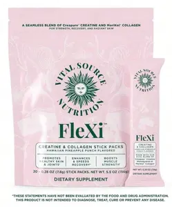 FleXi By Vital Source Nutrition – Creatine & Collagen Powder Sticks – 2-In-1 Support For Joint Health, Lean Muscle, Skin Elasticity & Energy – Easy-Mix Single Serve Packets – No Bloat, Gluten-Free - Strip Pack - Hawaiian Pineapple Punch Flavor (20 Count)