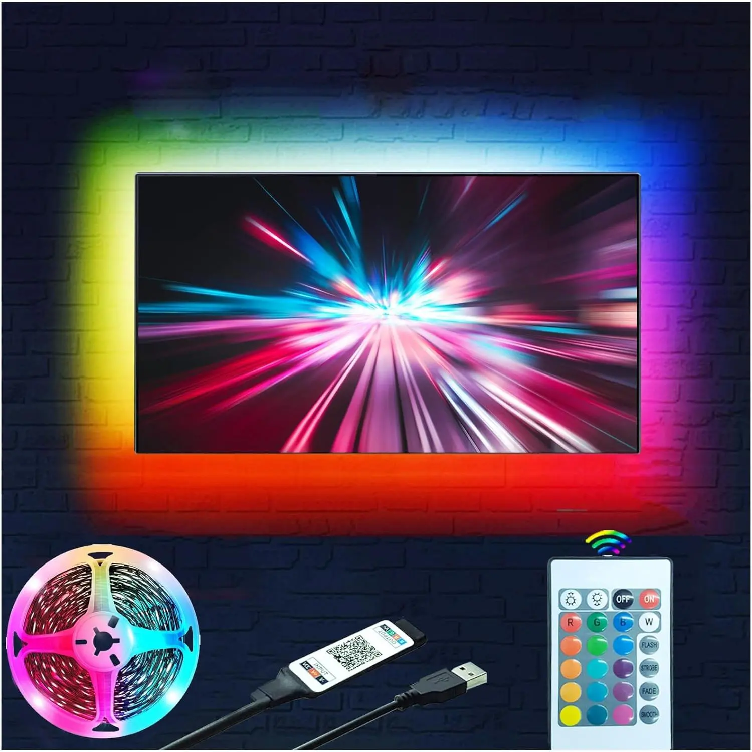 LED Lights for TV 9.8ft LED Light for 45-75 Inch TVs RGB Lights Backlight Behind Music Sync Bluetooth APP and Remote Control TV LEDs Strip USB Powered for Bedroom/Gaming