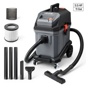 fathersdaygift  VEVOR Commercial Shop Vac, 11 Gallon Wet Dry Shop Vacuum, 5.5 Peak HP Portable with One-Button Self-Cleaning, 1350W Input, 1.25inx 7ft Hose, 20ft Cord, Industrial-Grade for Jobsite, Workshop