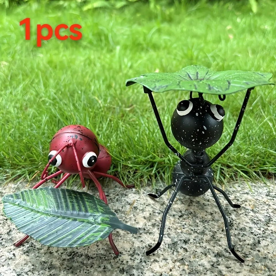 1 /2 wrought iron cartoon ant decorative outdoor statue, suitable for carved iron ant decoration in gardens and terraces, Garden Accessories