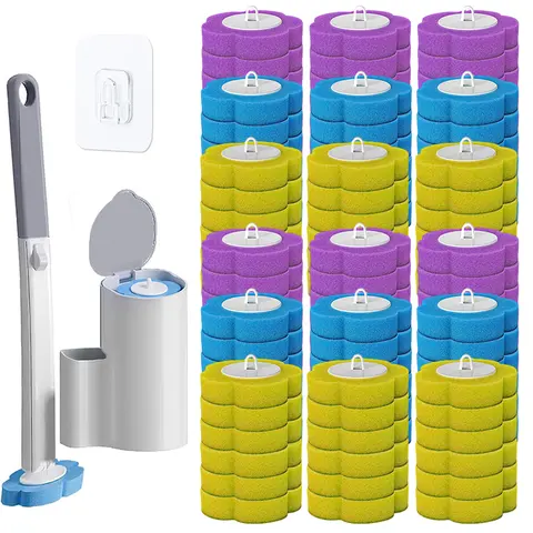 Disposable Toilet Wand Replacement Heads - 30/60 Pack Snap-Lock Bathroom Supplies, Space-Saving House Cleaning Tools Brush Compatible with Wall-Floor Mount Systems, Convenient for Bathroom Cleaning