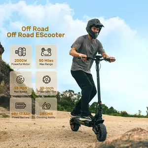【Holiday Haul】EX7P Off-Road Electric Scooter for Adults 2000W Dual Motor 38 MPH Top Speed 50 Miles Long Range 10" Off-Road Pneumatic Tires Turn Signals Dual Braking APP Control Foldable E-Scooter, 48V15Ah Handlebar