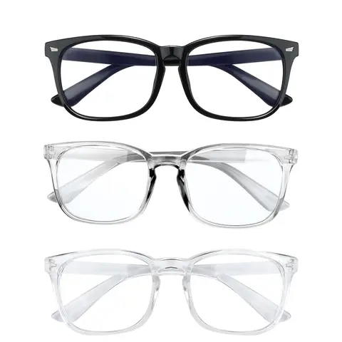 Blue Light Blocking Eyeglasses with Square Eyeglasses Frame - Subtle Style for Daily Wear, Anti-Eyestrain for Computer Use, Party Gifts for Men and Women
