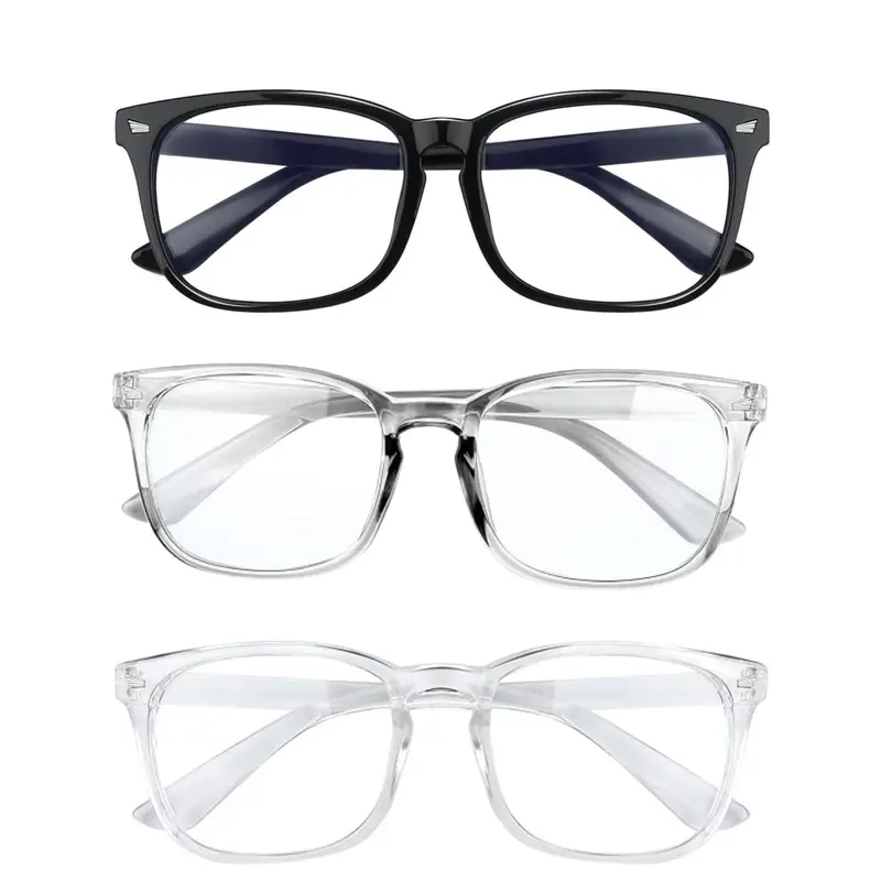Blue Light Blocking Eyeglasses with Square Eyeglasses Frame - Subtle Style for Daily Wear, Anti-Eyestrain for Computer Use, Party Gifts for Men and Women