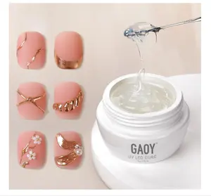 GAOY 3D Sculpting Gel for Nail Art, Semi-solid Modeling Gel for Rubbing Chrome Nail Powder, Sticking Rhinestones and Painting, No Wipe