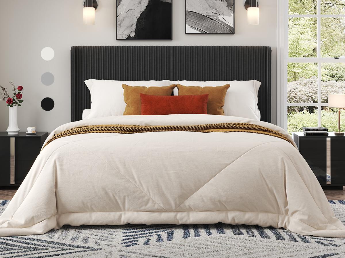 [ONLY INCLUDED BED]VanAcc Upholstered Bed Frame, Easy Assembly Full Size Bed Frame, Modern Bed Platform with Corduroy Headboard, Wooden Slats Support, No Box Spring #homemakeover