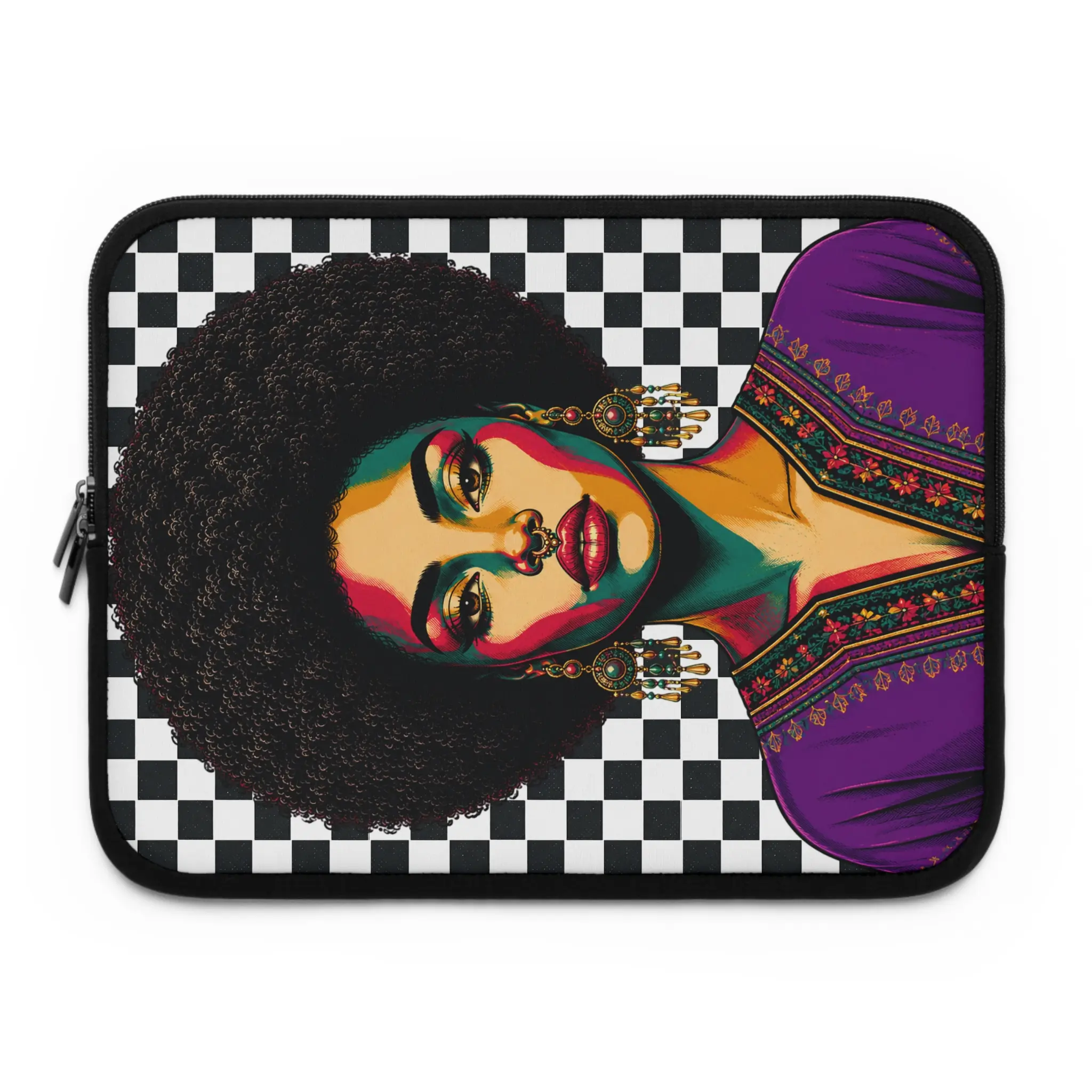 Zusha Black Checker Pop Art Laptop Sleeve