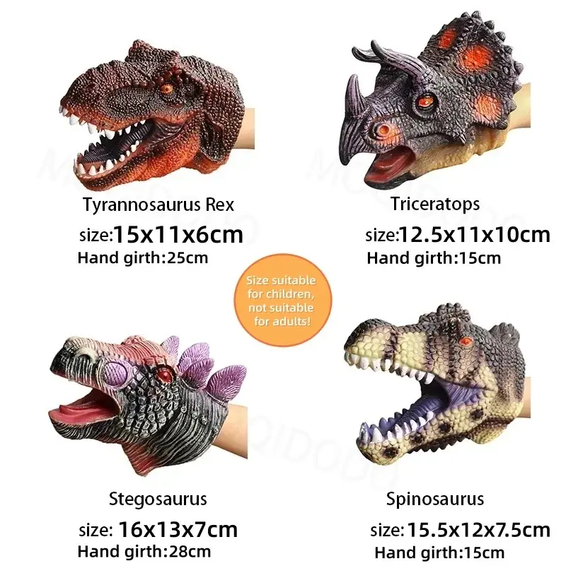 Hand Puppets Dinosaur Head Model Toy T-Rex Dino Jurass Shark Tiger Park Dolls Dinosaur Worlds Soft Rubbe Only Toy for Kids Boys,panda,stitch,collectible,Brown,Owl,Squishmallow with Cap,Animated,Grinch,Standing Plush