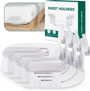 Bed Sheet Holder - Lock Sheet Holders Set of 4 - Heavy Duty Sheet Clips Keep Fitted Sheets Tight & Secure, No More Loose Sheets, Fits All Mattress Sizes, Easy Installation (Set of 4, White)