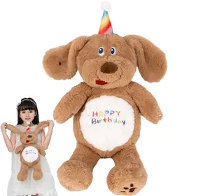 Beige Dog Stuffed Animals Happy Birthday Dog Soft Apricot Dog Plush Toys Stuffed Doggie Plushies Animal Beige Dog Plush Doll Animal Toy for Kids & Lovers…