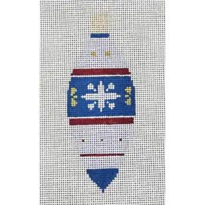 Blue & Red Needlepoint Holiday Ornament with White Snowflake Accent