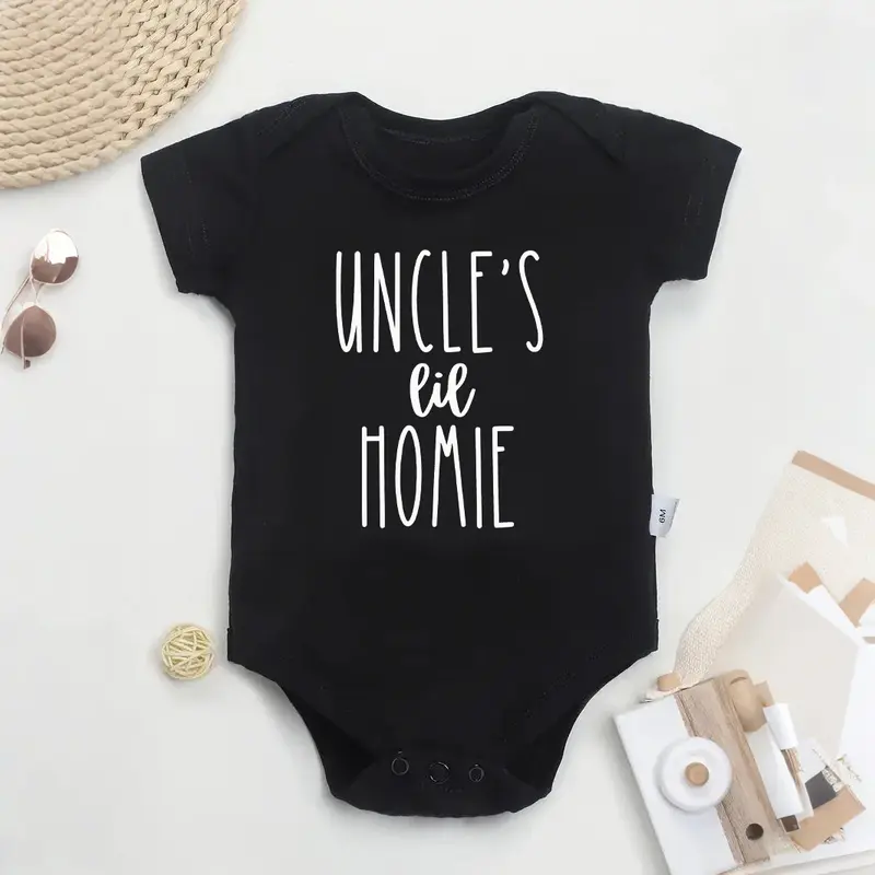 Uncle's Lil Homie Onesie, Newborn Outfit, Custom Baby Shower Gift,Funny Baby Bodysuit, Funny Baby ltem Strong Snaps Expandable Shoulders
