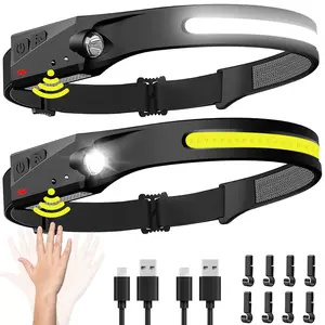 BIAT Headlamp Rechargeable , 230° Wide Beam Head Lamp LED with Motion Sensor for Adults - Camping Accessories Gear, Waterproof Head Light Flashlight for Hiking, Running, Repairing, Fishing, Cycling