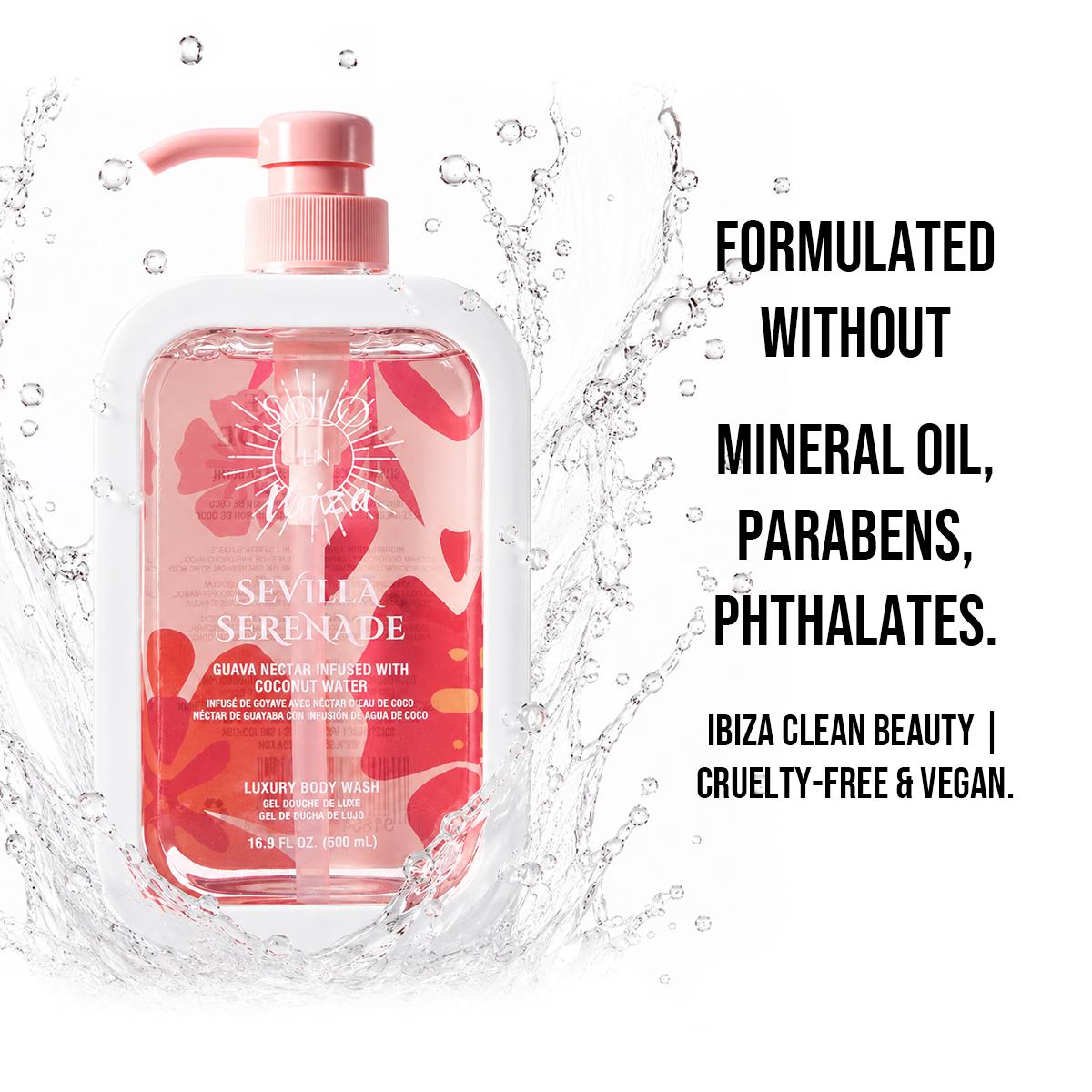 SOLO EN IBIZA Madrid Muse Hydrating Body Wash - Full Size 16.9 fl oz (500ml) Body Care Cleanser, Vanilla Scents Plant-Based Aluminum-Free, Plum Orchid Jasmine Musk, Smelling Good Biodegradable Moisturizing Shower Gel for Adults