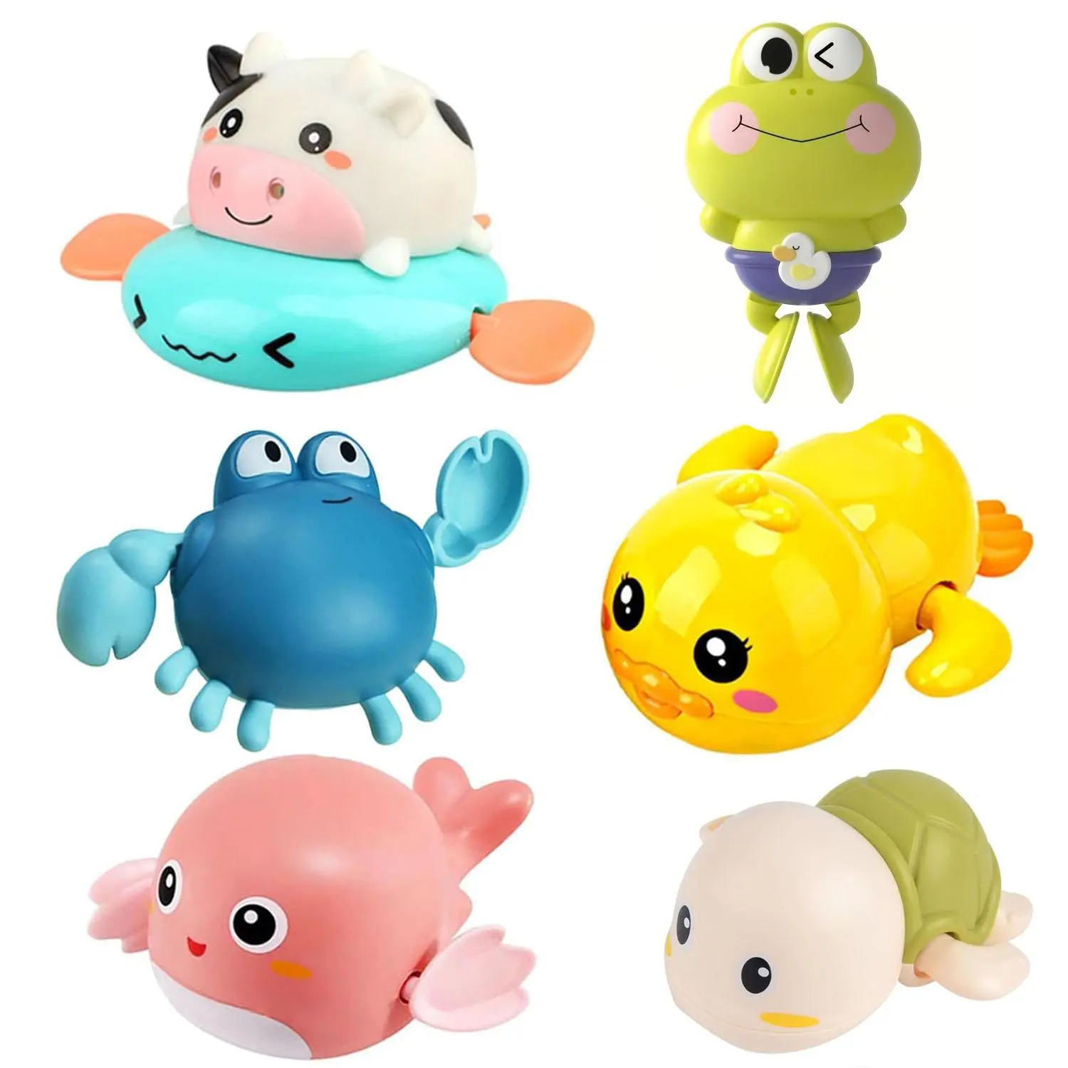 3/6 Pack Wind Up Animal Bath Toys, Waterproof Floating Clockwork Swimming Toy, No Battery Required, Cute Bathtub Play Gift for Toddler Kids Christmas Stocking Stuffer