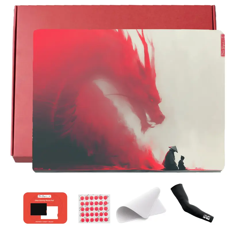 FlashBeyond Dragon Edition Mouse Pad – Ultra Smooth Tempered Glass Surface for Speed & Control, Galaxy-Inspired Design