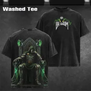 Dr Doom Double Sided Graphic Tee Vintage Washed Oversized Streetwear Heavy Cotton Unisex Casual Top Perfect Gift For Supervillain Comic Fans And Grunge Style Lovers