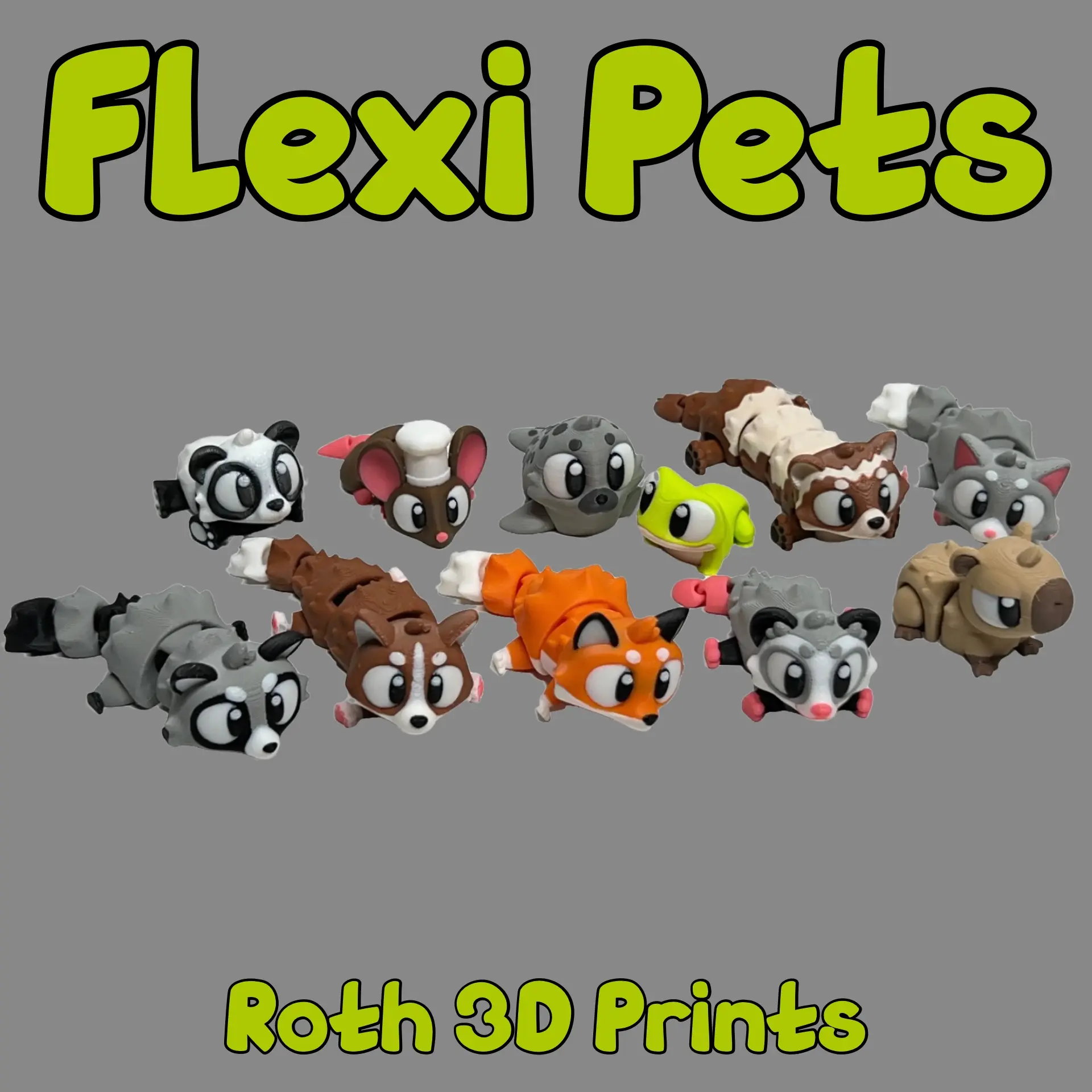 Flexi Pets - 3D Printed  - Decorative Articulated Animal Figurines