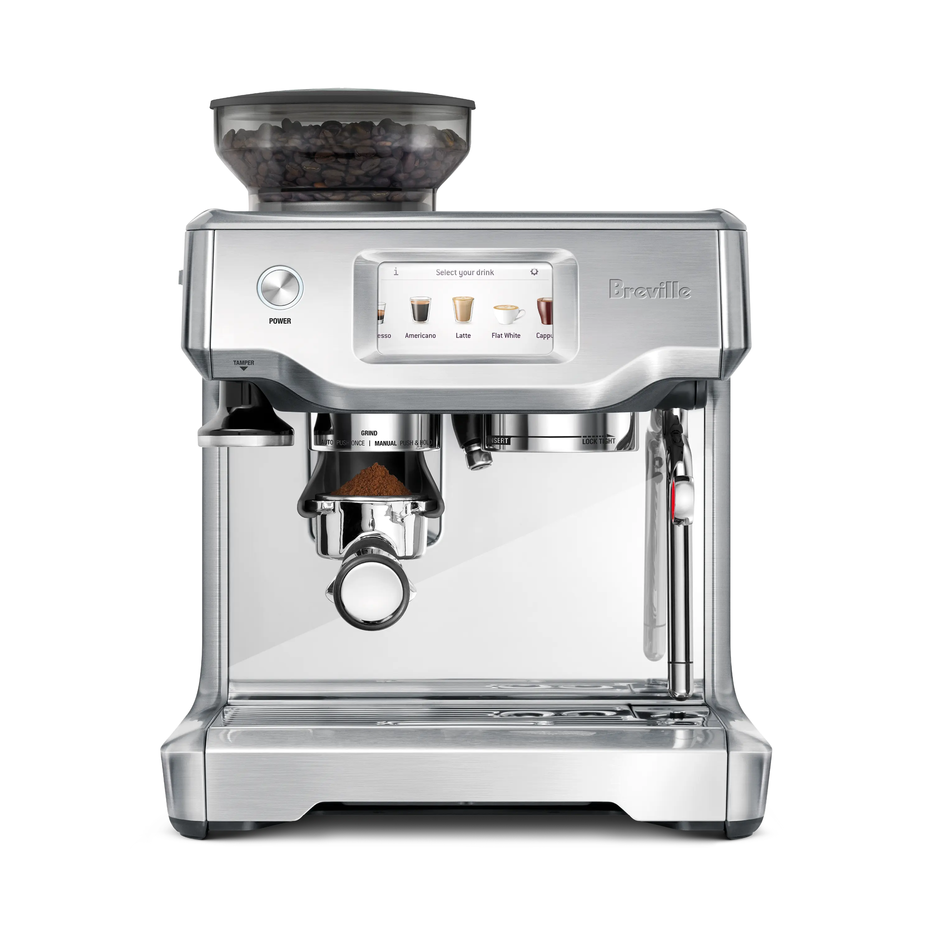 Breville Barista Touch Espresso Machine with Touchscreen Display, Built-in Grinder, Auto MilQ System, 54mm Portafilter, and Dosing Funnel Attachment