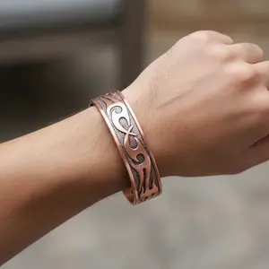 Solid Copper 4 in 1 Magnets + Bio Elements Bangle Samurai Warrior Male