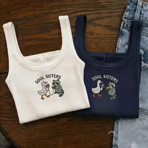 Embroidered Bestie Spaghetti Strap Tank, Best Friend Gift, Sisters Tee, Long Distance Friend Tank Top