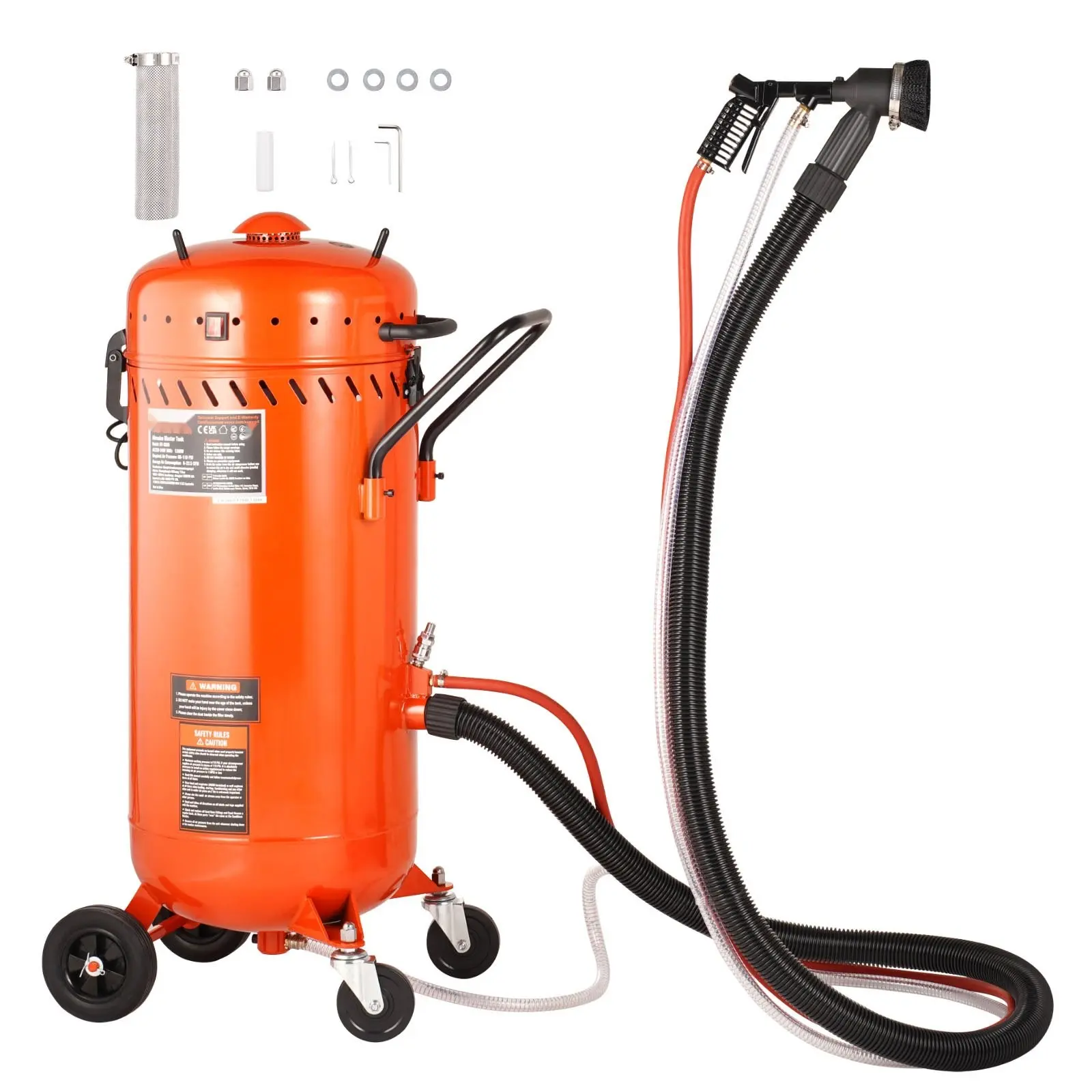 28 Gallon Vacuum Sand Blaster With Dustless Operation And Built-In 1200W Vacuum System For Dust Control And Abrasive Recycle, 60-110 PSI Heavy-Duty Abrasive Blasting Machine For Industrial Use