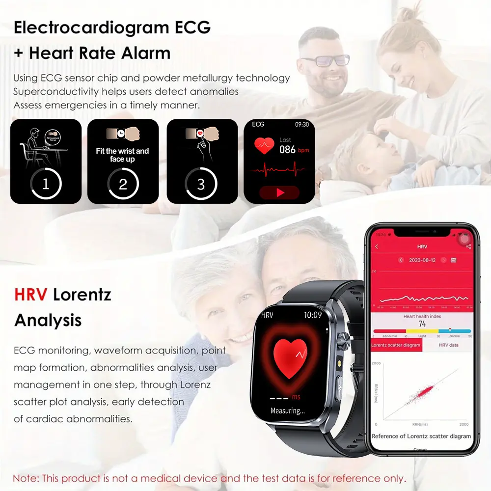 2.0'' Full Touch HD Screen Smartwatch |   Unisex Fitness Tracker with AI GPT, Voice Command Control, Flashlight, Calculator, Magnetic Charging, Multiple Sport Modes, Non-water Resistant, Zinc Alloy