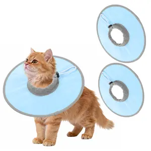 PETAXCELL Elizabethan Collar, 2pcs Cat Cone Collar Pet Cones Cat Recovery Neck Donut Waterproof Adjustable Soft(Polyester, L/XL,Blue) for Cats Small Dogs after Protective