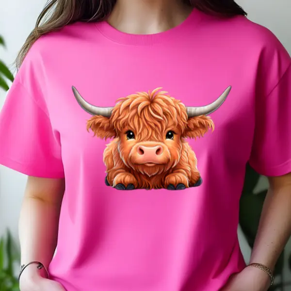 Baby Highland Cow Direct To Film Print, DTF Print, Ready To Press Print For T-Shirts