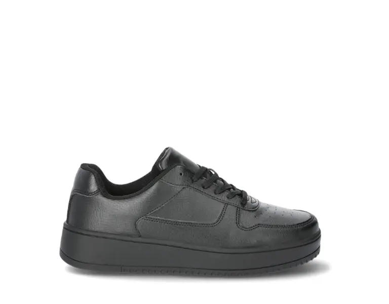 No Boundaries Women's Platform Casual Lace Up Sneakers, Wide Width Available, Black, SIze 8.5, Medium