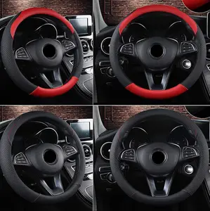 Steering Wheel Cover for Men and Women Leather Universal Covers for Cars 15-inch Anti-Slip Car Steering Wheel Cover