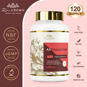 Dr. CROWN Astaxanthin 12mg Premium Antioxidant Supplement for Skin, Eye, Brain & Heart Health - 120 Softgels