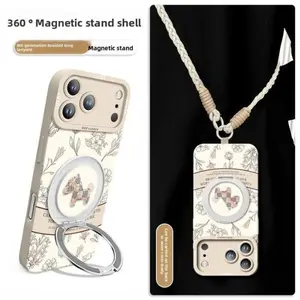 Luxury Embossed Horse Pattern iPhone 17 Pro Max/17 Case with Crossbody Lanyard & Detachable Wrist Strap Slim Fit Shockproof Scratch Resistant 360° Magnetic Stand Shell