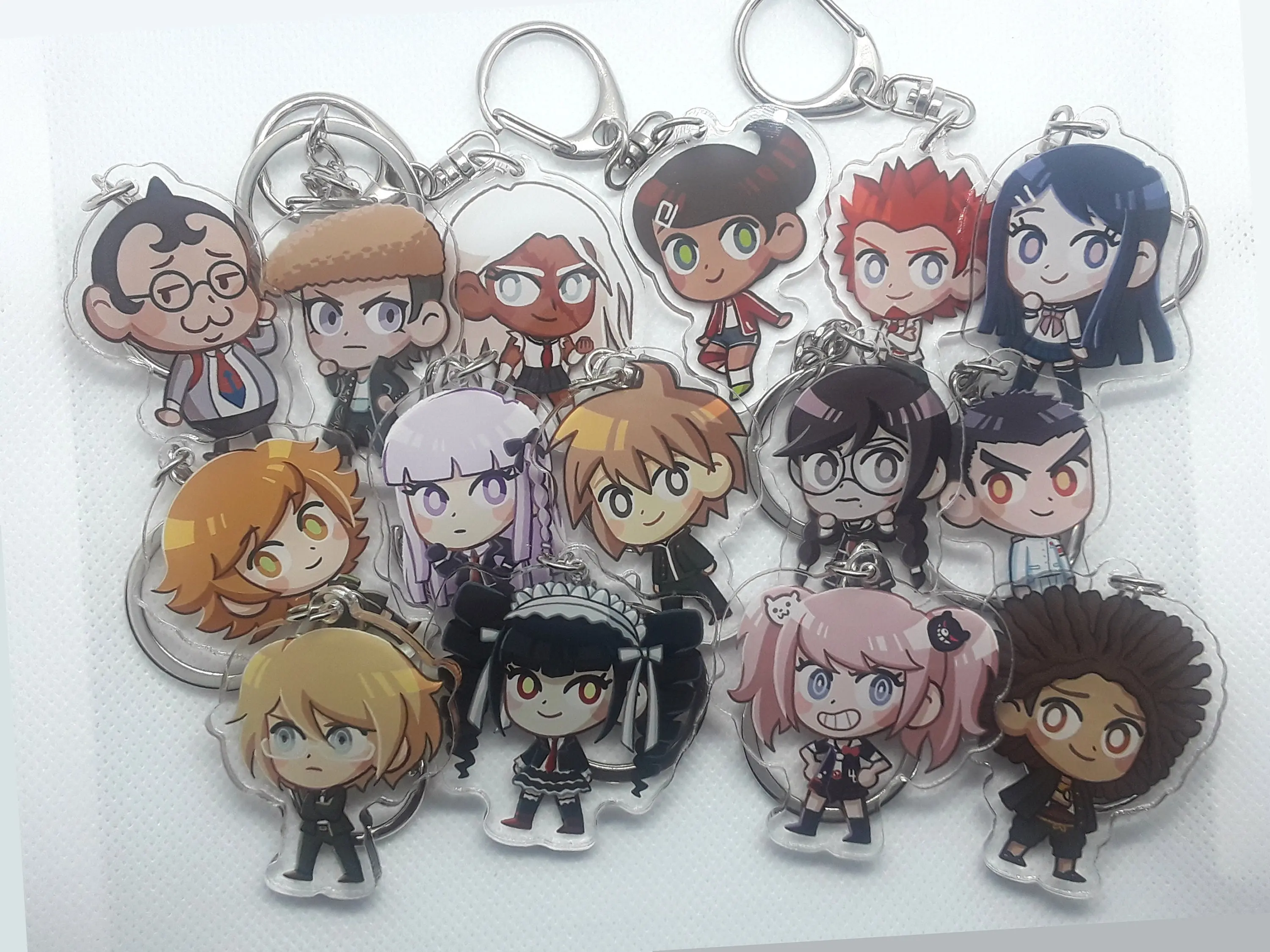 DR 1 Acrylic Keychains Leon Kirigiri, Celeste, Ludenburg, Byakuya Togami, Sakura Ishimaru Mondo Junko Enoshima
