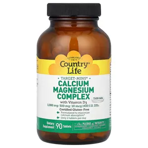 Country Life Target-Mins, Calcium Magnesium Complex with Vitamin D3, 90 Tablets